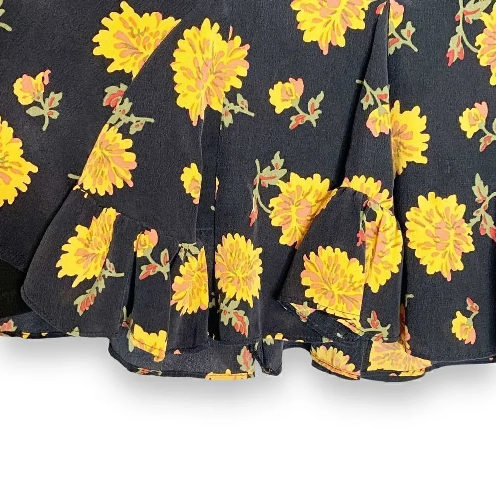 Veronica Beard Weller Floral-print Flounce Mini Skirt in Black Multi Women’s 2